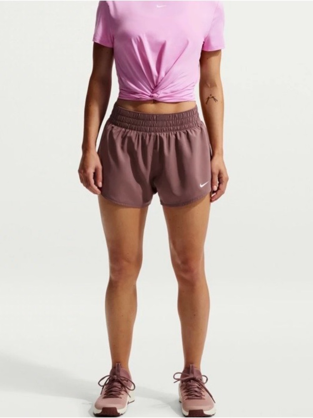 Nike Women's high waisted 3” high rise Mauve Athletic Running Shorts